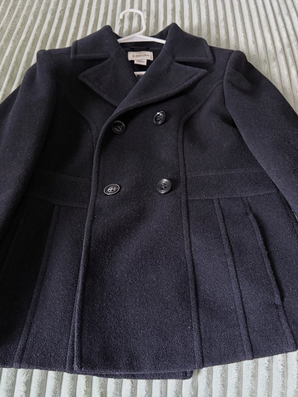 Black Wool/Cashmere Pea Coat by St John Bay